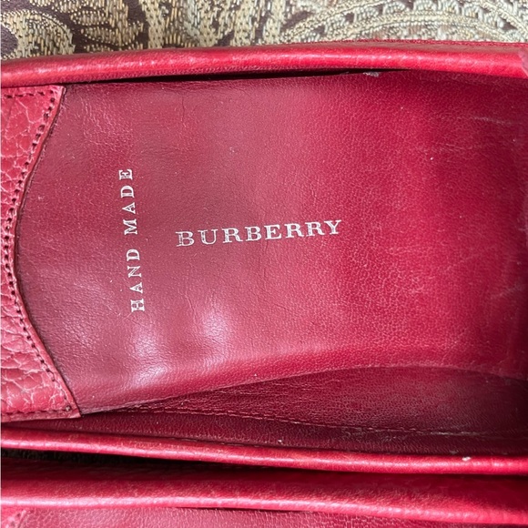Burberry Hand Made Red Leather Slip On Squared Toe Mules Flats Shoes Size 7 - Picture 4 of 13